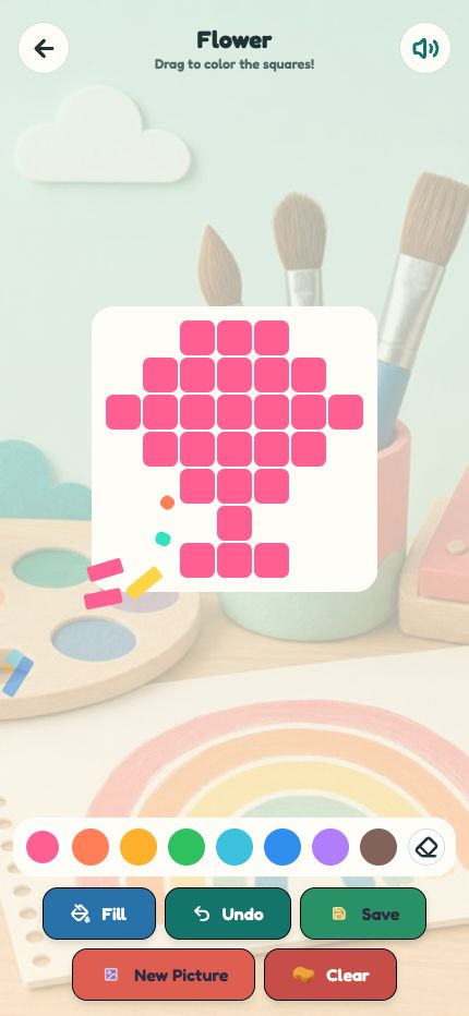 Actual phone-sized Coloring Book gameplay