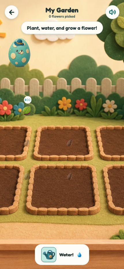 Actual phone-sized My Garden gameplay